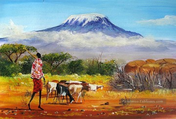 Spectaculaire Mt Kilimanjaro Montagne Peinture à l'huile